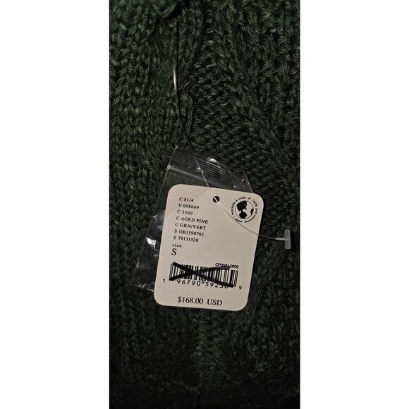 New FREE PEOPLE Driftwood Cable Polo SWEATER $168 SMALL Quarter Zip Green - Picture 7 of 8